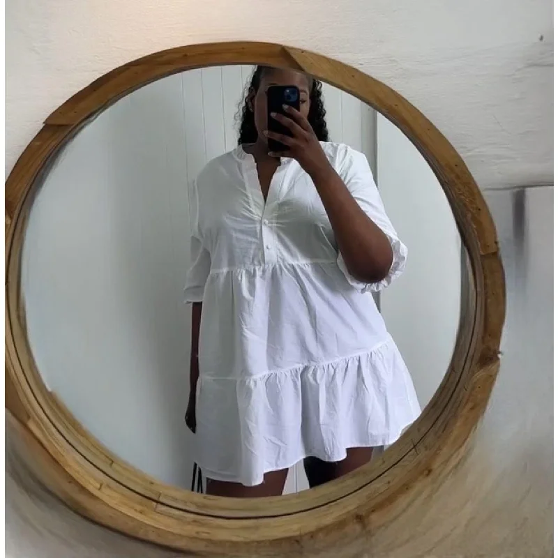 Oversized Vintage Mini Dress. Comfortable Linen Mini Dress