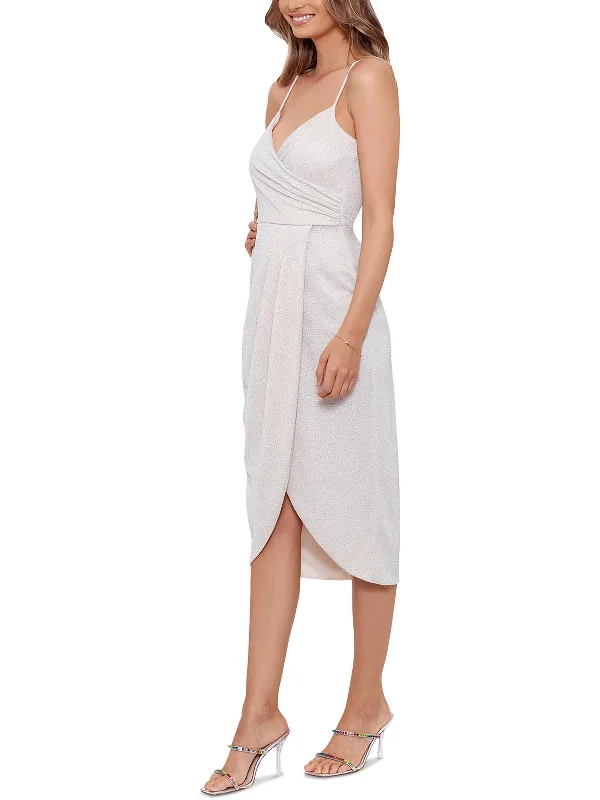 Womens Metallic Midi Cocktail and Party Dress Tunics Denim casual
