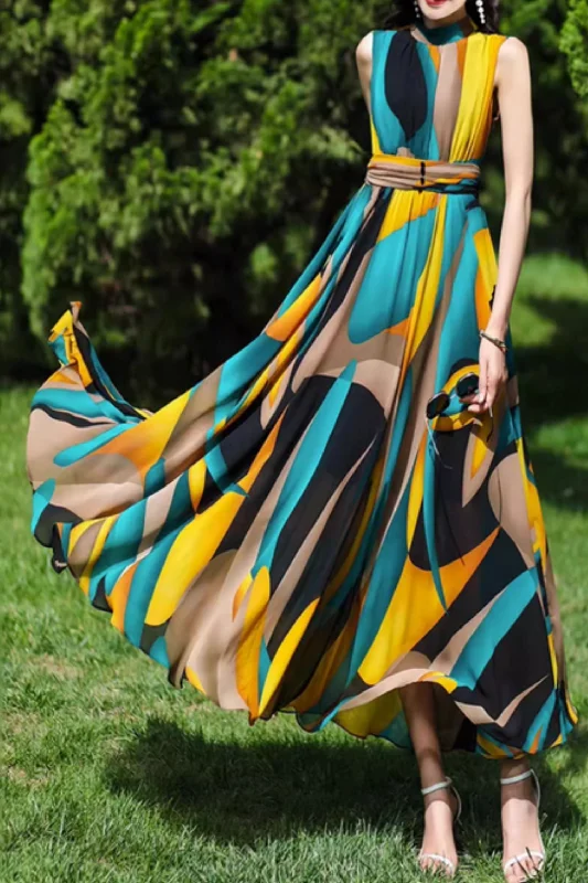 Maxi bohemian sleeveless summer beach dress 5087 Tunics Review highly