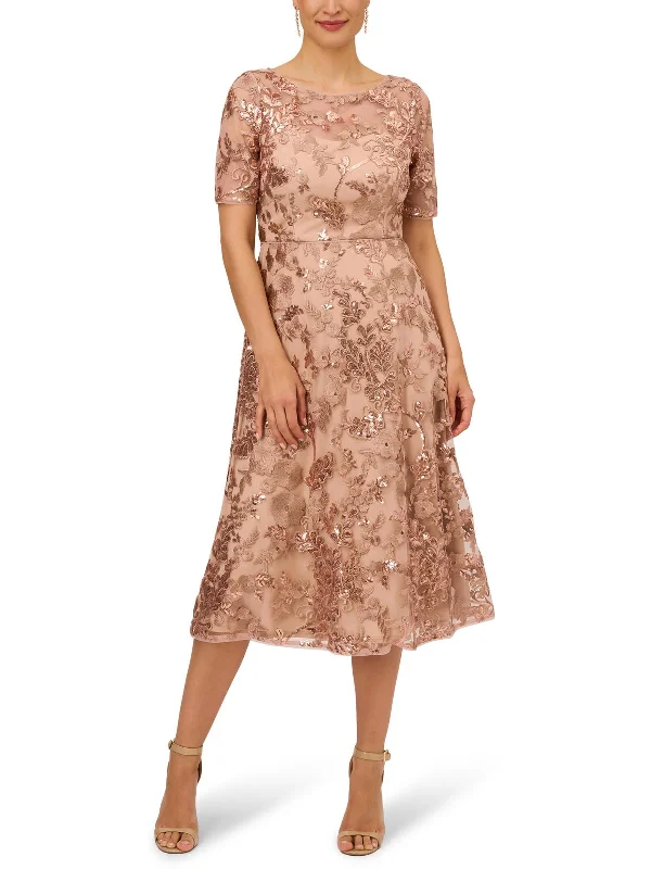 Womens Embroidered Sequin Cocktail And Party Dress Tunics Seasonal trendy