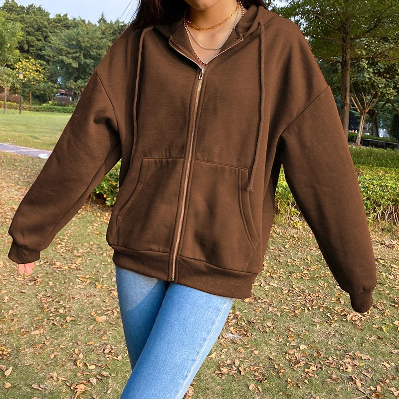 Brown Y2K Aesthetic Hoodies Women Zip Up Sweatshirt Hooded Hoodie with Back Slit Movement Comfort Brown Y2K Aesthetic Hoodies Women Zip Up Sweatshirt Hooded Hoodie with Back Slit Movement Comfort