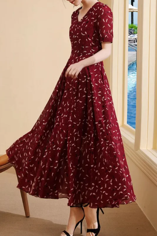 Printed swing long summer chiffon dress 5000 Tunics Vintage classic