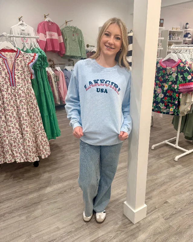Lakegirl USA Sweatshirt Hoodie with Hem Patch Decorative Personalized