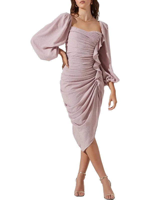 Athens Womens Metallic Midi Cocktail and Party Dress Tunics Fashionable trendy