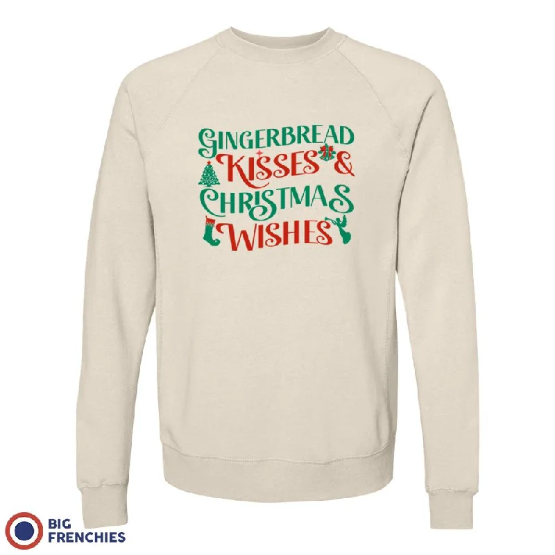 Gingerbread Kisses & Christmas Wishes Unisex Organic Cotton Sweatshirt Hoodie with Hem Raw Edge Edgy Unfinished Gingerbread Kisses & Christmas Wishes Unisex Organic Cotton Sweatshirt Hoodie with Hem Raw Edge Edgy Unfinished