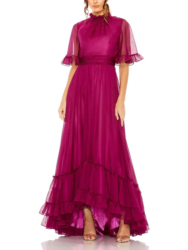 Womens Chiffon High Neck Evening Dress Tunics Ceremony elegant
