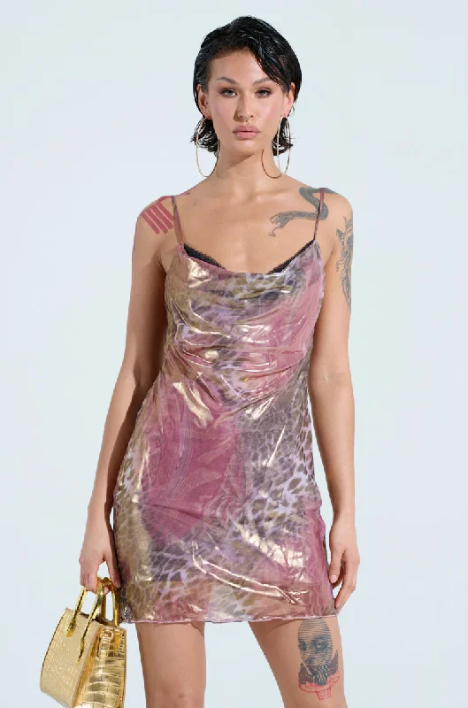 365 PARTY GIRL PRINTED MINI DRESS Cozy Ribbed Mini Dress