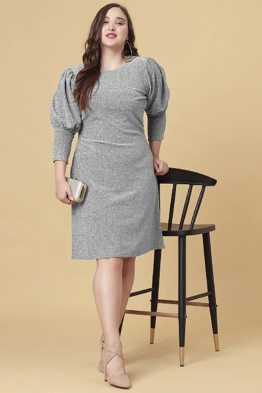 Women's Grey Party Dress - Curvy Lane Tunics Chic fashionable