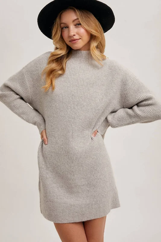 Frosted Knit Mini Dress Fashionable Polka Dot Mini Dress
