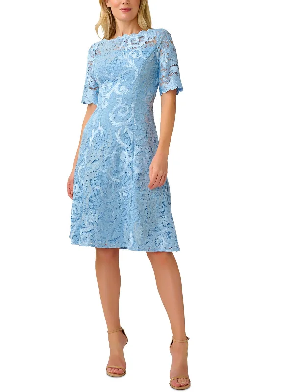 Womens Lace Midi Cocktail and Party Dress Bodycon Fitted Nightout