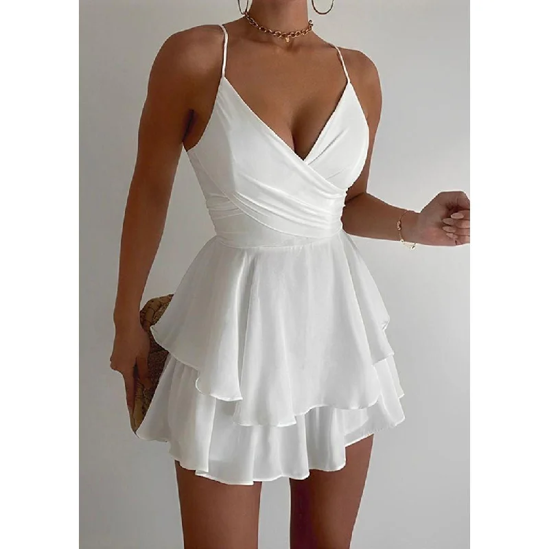 Sleeveless Ruffle Mini Dress Stylish Puff Sleeve Mini Dress