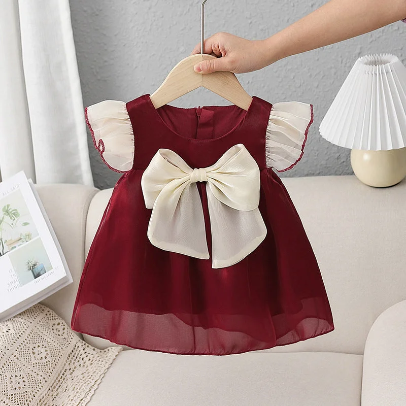 Infant Sweet Dress Toddler Summer Big Bow Dress Tunics Chic elegant
