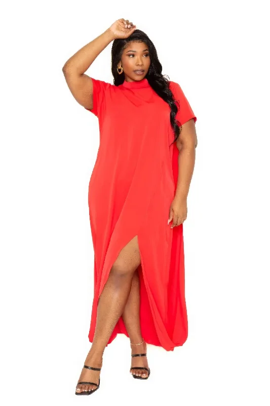 Mock neck back cape dress Tunics Yoga stretchy