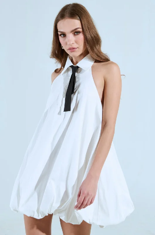 ZELDA POPLIN MINI DRESS Chic Pleated Mini Dress