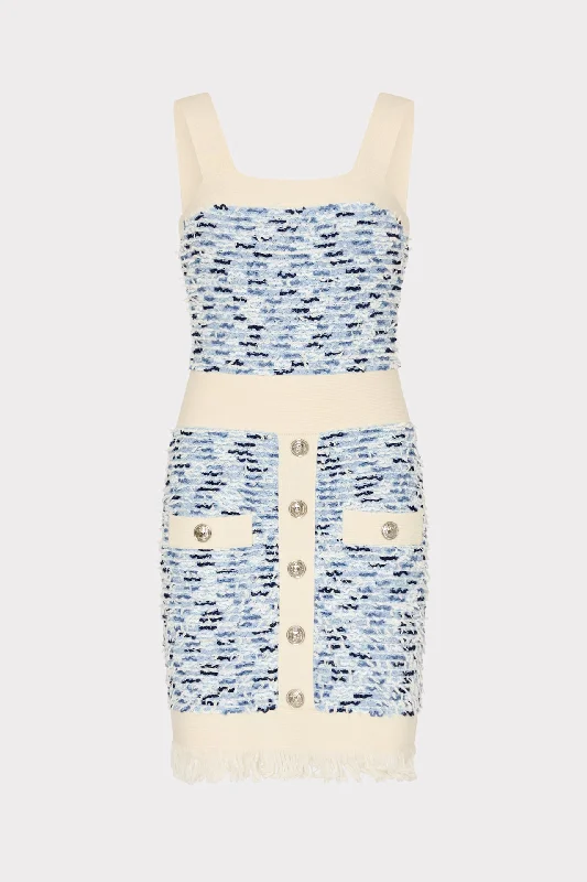 Fringed Textured Knit Mini Dress Chic Pleated Mini Dress
