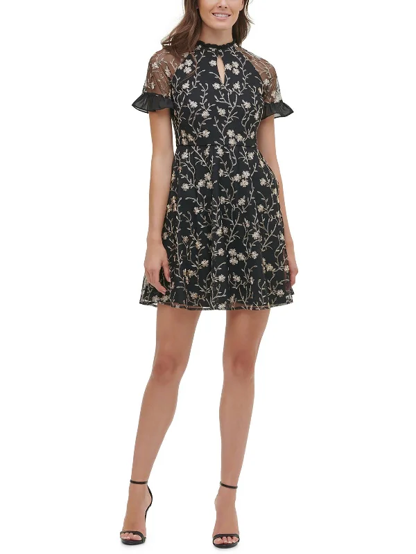 Womens Cut-Out Mini Cocktail and Party Dress Tunics Wedding white