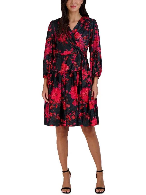 Petites Womens Floral Midi Cocktail and Party Dress Tunics Cozy soft