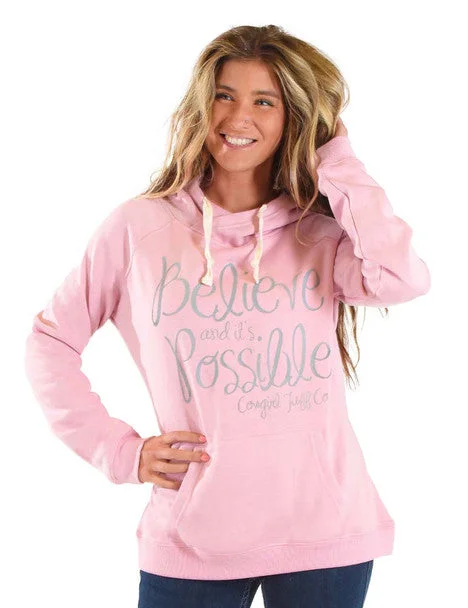Women's Cowgirl Tuff Believe Hoodie Hoodie with Batwing Sleeves Loose Dramatic