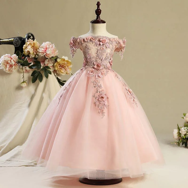 Flower Girl Dress Girl Embroidery Birthday Party Pageant Formal Dresses Crew Neckline Casual Flower Girl Dress Girl Embroidery Birthday Party Pageant Formal Dresses Crew Neckline Casual