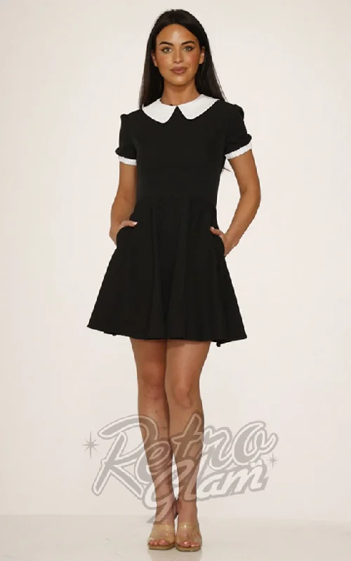 Orchid Bloom Black With White Peter Pan Collar Mini Dress Classic Shift Mini Dress
