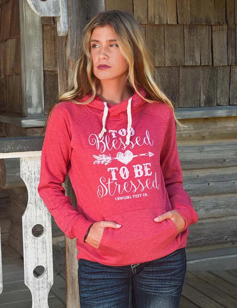 Women's Cowgirl Tuff Too Blessed Hoodie Hoodie with Bell Sleeves Flared Feminine