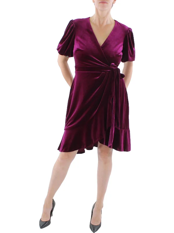 Womens Velvet Knee Cocktail and Party Dress Tunics Silk luxurious