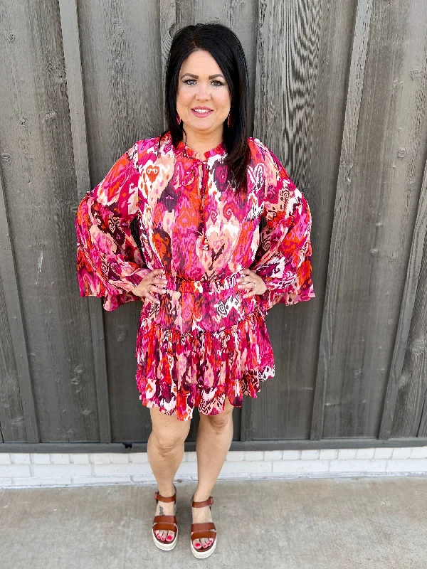 Pink Southern Bell Mini Dress Elegant Silk Mini Dress