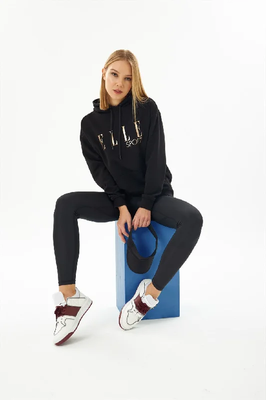 Angelino Sport Gilded Pocket Woman Hooded Sweatshirt Hoodie with Button Placket Classic Preppy Angelino Sport Gilded Pocket Woman Hooded Sweatshirt Hoodie with Button Placket Classic Preppy