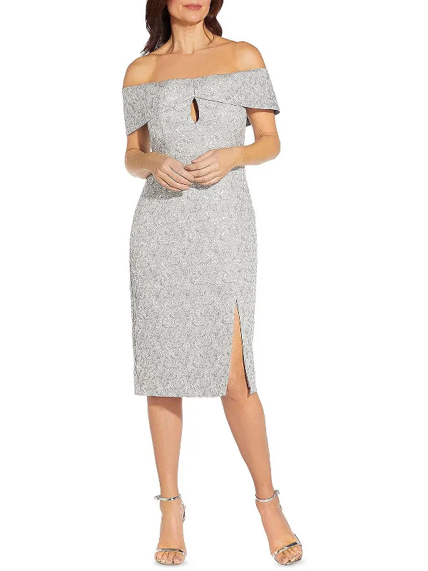 Womens Off-The-Shoulder Knee-Length Cocktail and Party Dress sweetheart Neckline Romantic