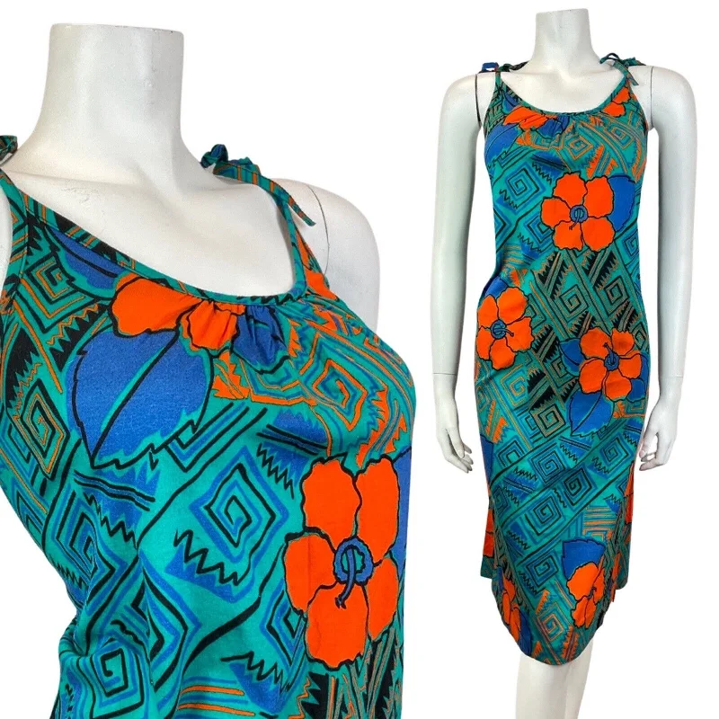 VINTAGE 60s 70s GREEN BLUE ORANGE HAWAIIAN FLORAL GEOMETRIC SUN DRESS 10 Tunics Stylish elegant VINTAGE 60s 70s GREEN BLUE ORANGE HAWAIIAN FLORAL GEOMETRIC SUN DRESS 10 Tunics Stylish elegant