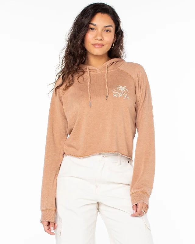 We Arrived Cropped Hoodie - Camel Hoodie with V-Neck Classic Versatile