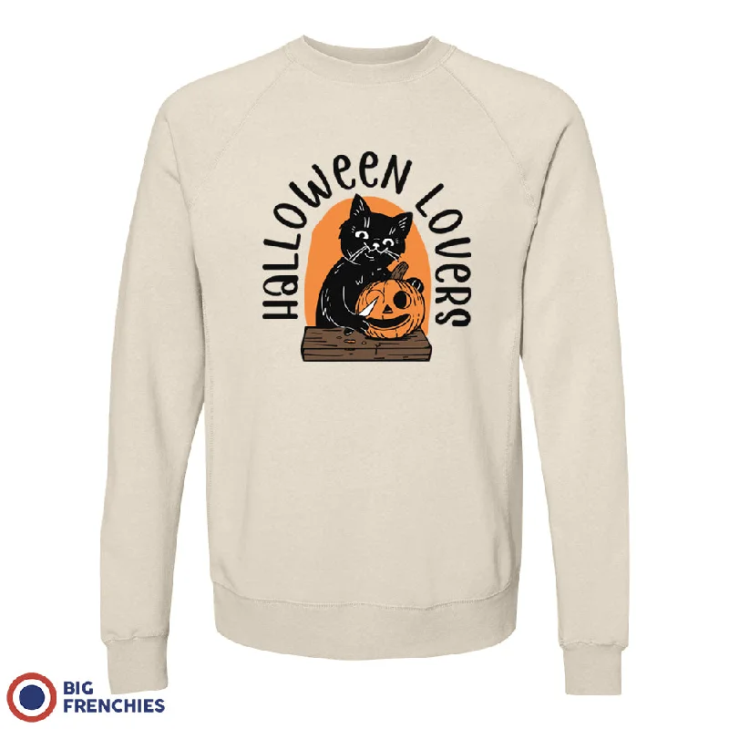 Halloween Lovers With a Cat Unisex Organic Cotton Sweatshirt Hoodie with Zipper Placket Modern Functional Halloween Lovers With a Cat Unisex Organic Cotton Sweatshirt Hoodie with Zipper Placket Modern Functional