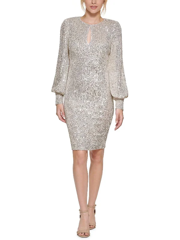 Womens Sequined Knee-Length Cocktail and Party Dress Shift Classic Vintage