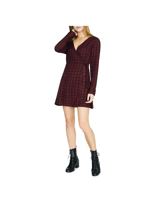Upbeat Womens Faux Wrap Plaid Party Dress Tunics Review highly