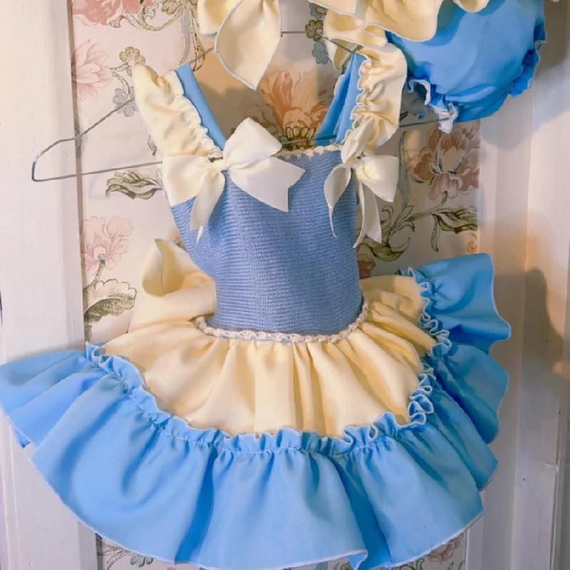 Blue Knit Cassidy Dress sweetheart Neckline Romantic