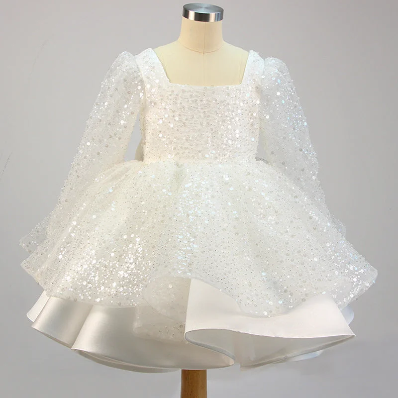 Girl Formal Princess Dresses Baby Girl Bow Mesh Long Sleeve Sequined Christening Dress Tunics Summer linen Girl Formal Princess Dresses Baby Girl Bow Mesh Long Sleeve Sequined Christening Dress Tunics Summer linen