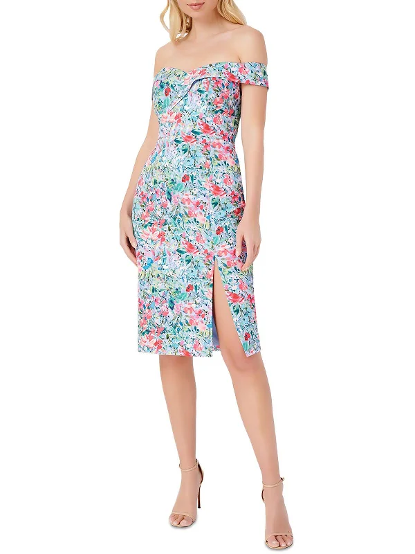 Womens Floral Midi Cocktail and Party Dress Tunics Party sparkling
