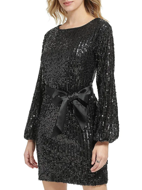 Womens Belted Mini Cocktail and Party Dress Chiffon Maxi Beach