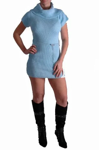 Azure Cap Sleeve Cowl Neck Mini Dress Fashionable Mini Dress with Pockets