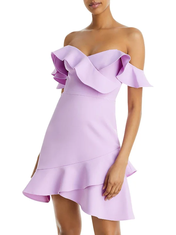Malik Womens Ruffled One Shoulder Cocktail and Party Dress Tunics Modern contemporary