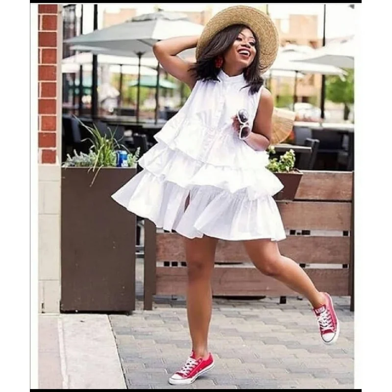 Sleeveless Layered Mini Dress Cozy Knitted Mini Dress
