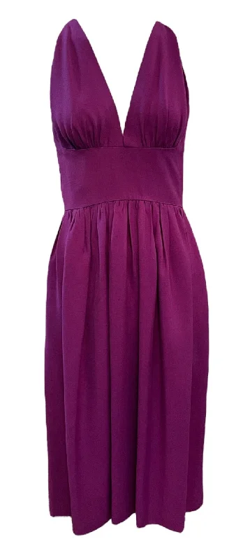 Halston 70s  Purple Linen Dress Boatneck Modish Everyday
