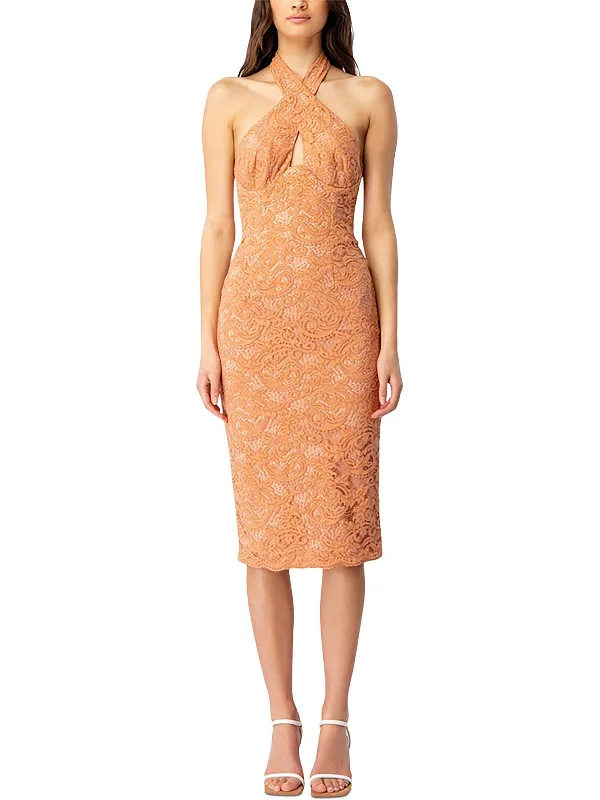 Riviera Womens Lace Halter Cocktail and Party Dress Mermaid Tail Wedding