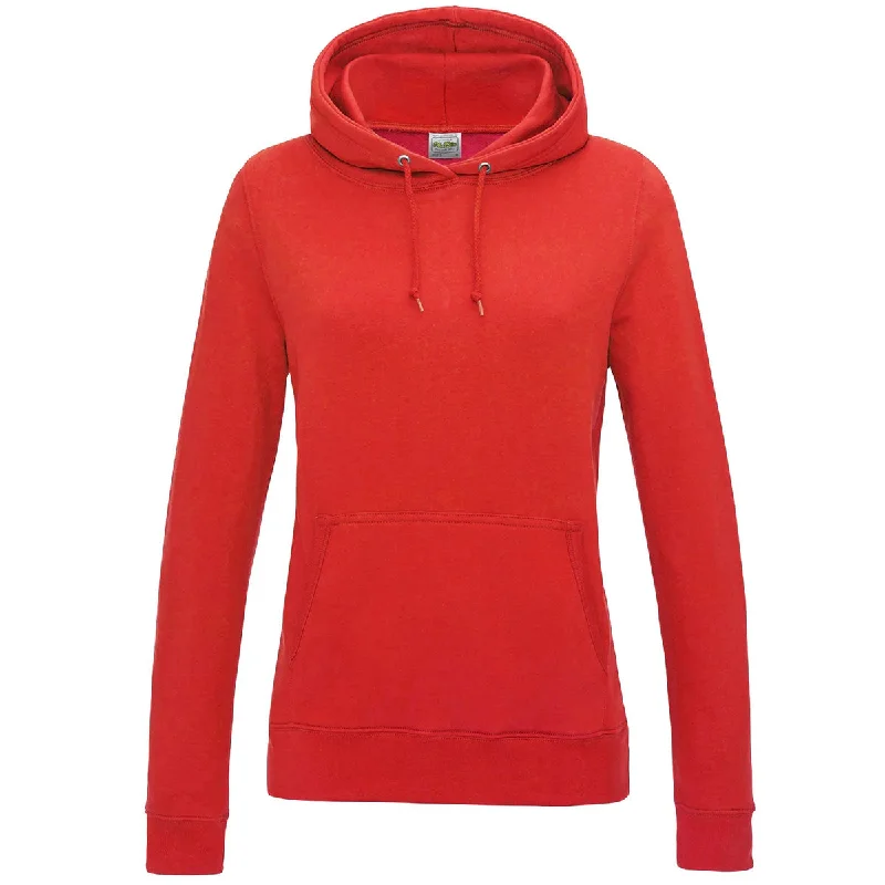 AWDis College Hoodie - Womens - Fire Red Hoodie with Double Zipper Versatile Adjustable AWDis College Hoodie - Womens - Fire Red Hoodie with Double Zipper Versatile Adjustable
