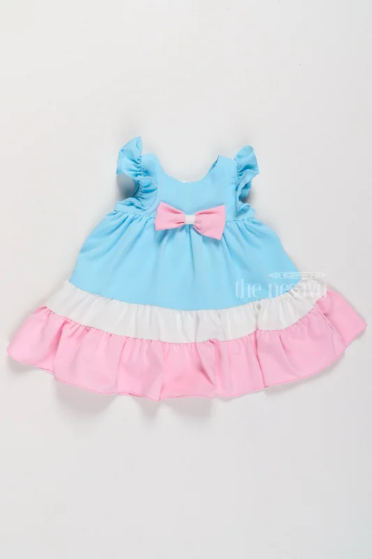 Adorable Pastel Pink and Yellow Girls Party Dress with Layered Ruffle Design Tunics Fall fleece