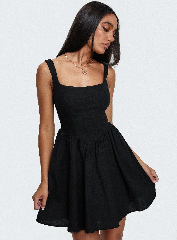 Martie Mini Dress Black Modern Satin Mini Dress