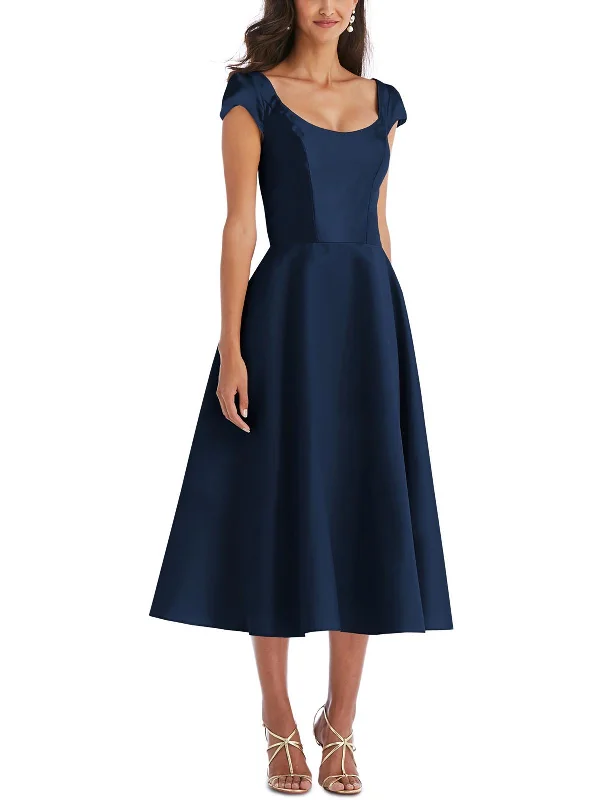 Womens Satin Midi Cocktail and Party Dress Tunics Trendy modern