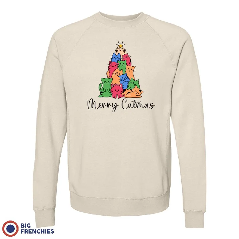 Merry Catmas Christmas Unisex Organic Cotton Sweatshirt Hoodie with Stripes Bold Sporty Merry Catmas Christmas Unisex Organic Cotton Sweatshirt Hoodie with Stripes Bold Sporty