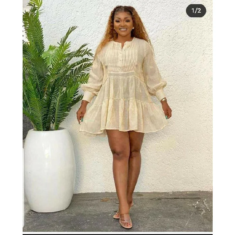 Long Sleeve Pleated Mini Dress Stylish Ribbed Mini Dress