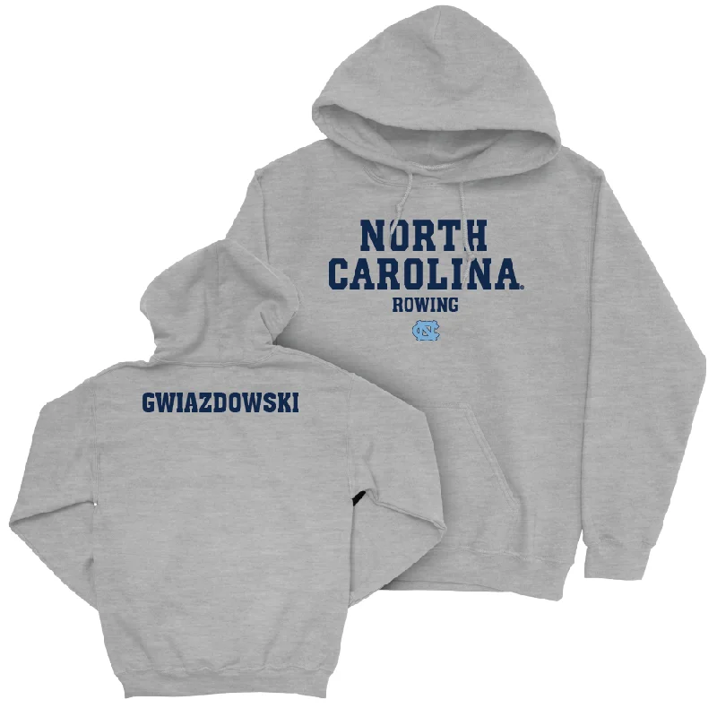 UNC Women's Rowing Sport Grey Staple Hoodie - Anna Kate Gwiazdowski Hoodie with Slit Hem Functional Movement UNC Women's Rowing Sport Grey Staple Hoodie - Anna Kate Gwiazdowski Hoodie with Slit Hem Functional Movement